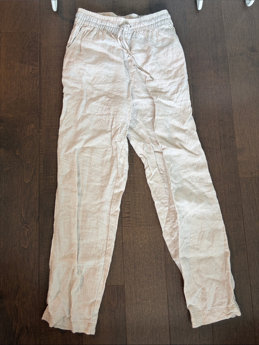H&M Beige Drawstring 100% Linen Pants